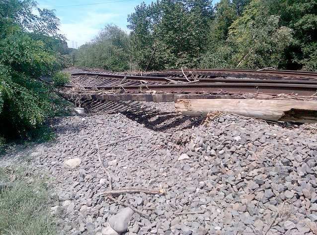 This section of track along Metro-North Railroad's Port Jervis Line is one of many in Orange and Rockland Counties damaged by Hurricane Irene. 